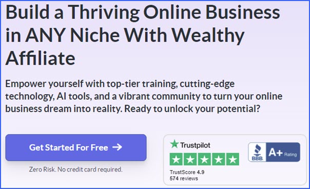 Click Here Banner for Wealthy Affiliate Home. Build a Thriving Online Business in any Niche with Wealthy Affiliate.