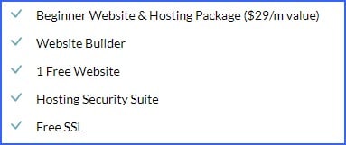 Tools that are included in Wealthy Affiliate membership packages, which include Beginner Website & Hosting Package, Website Builder, One Free Website, Hosting Security Suite, and Free SSL.